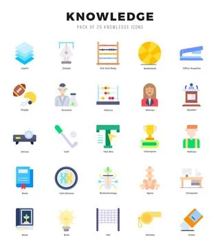 Vector icons set of Knowledge. Flat style Icons. Stock Illustration