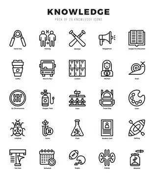 Vector icons set of Knowledge. Lineal style Icons. Illustrazione stock