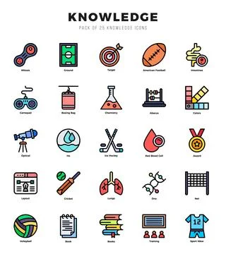 Vector icons set of Knowledge. Lineal Color style Icons. Illustrazione stock