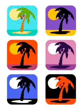 Vector icons set palm tree emblems Stock Illustration