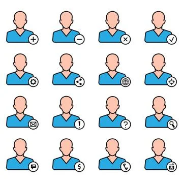 Vector icons set of people in flat style Stock Illustration