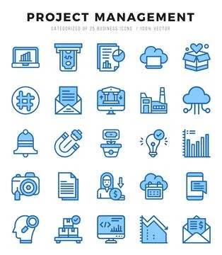 Vector icons set of Project Management. Two Color style Icons. Stockillustratie