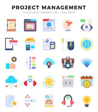 Vector icons set of Project Management. Flat style Icons. Stock Illustration