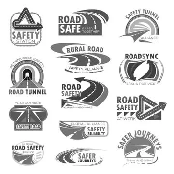 Vector icons set for road safety construction Stock Illustration