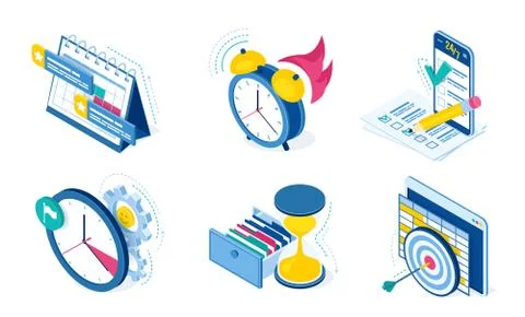 Vector icons set of task and time management イラスト素材