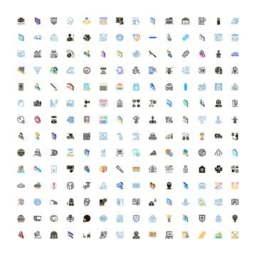 Vector icons set for website business application interface Stock Illustration