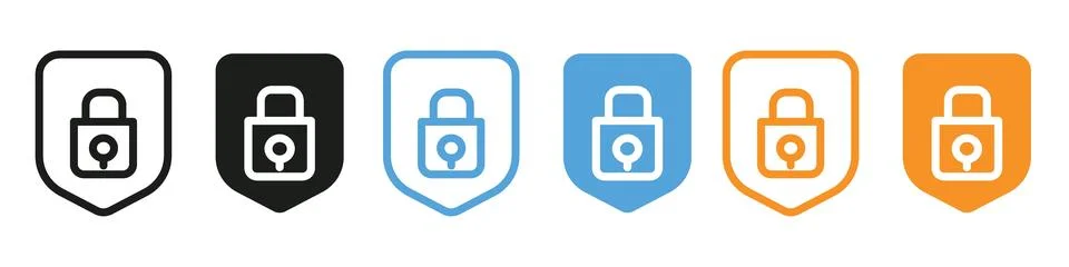 Vector Icons Showcasing Secure Vaults and Advanced Cybersecurity Measures f.. Stock-Illustration