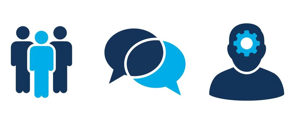 Vector icons showing teamwork, effective communication, and business strate.. Stock Illustration
