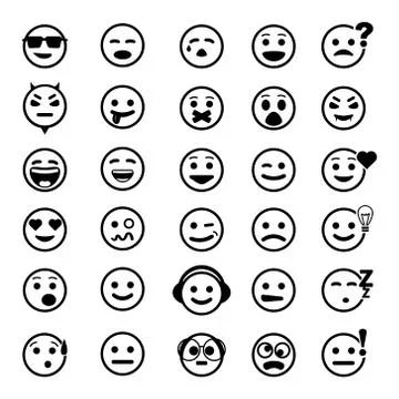 Vector icons of smiley faces. Different emotions. Stock Illustration