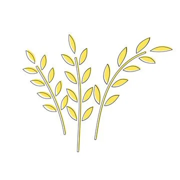 Vector icons spikelets bunch of wheat, flakes. Oatmeal ear. Ruta ears icon 스톡 일러스트