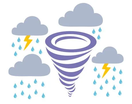 Vector icons storm, rain and clouds. Stock Illustration