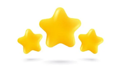 Vector icons of three yellow stars glossy colors. Achievements for games or c Stock Illustration