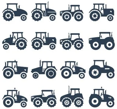 Vector icons of a tractor Stock Illustration