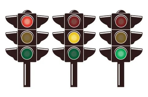Vector icons of traffic light isolated on white background Stock Illustration