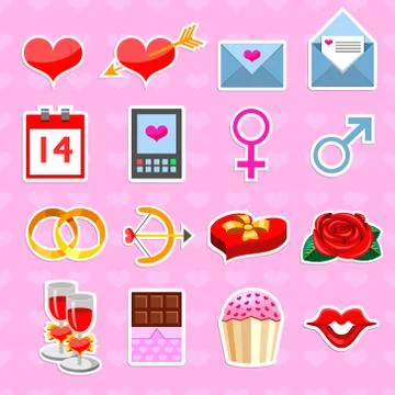 Vector icons for Valentine's day. Stock-Illustration