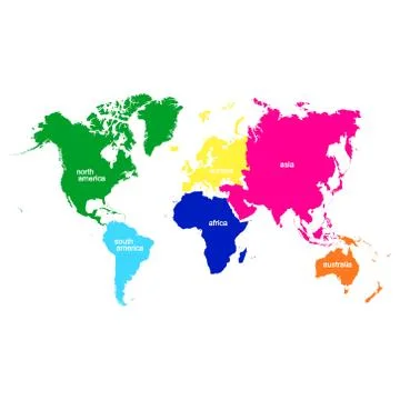 Vector icons with world continents Stock Illustration