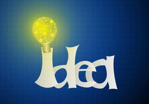 Vector : Idea in lightbulb on blue background Stock Illustration