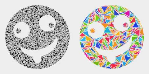 Vector Idiot Smiley Mosaic Icon of Triangle Elements 스톡 일러스트