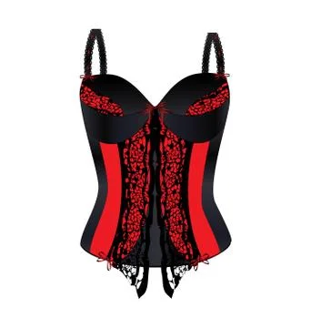 Vector illistration white background and black red corset Stock Illustration