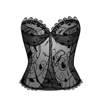 Vector illistration white background and black lace corset Stock Illustration
