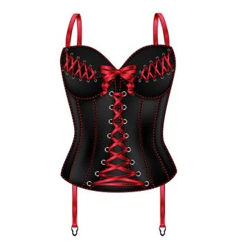Vector illistration white background and black corset red lacing Stock Illustration