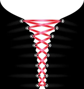 Vector illistration white background and black fabric with red lacing Illustrazione stock