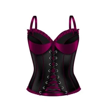 Vector illistration white background and black corset dark red lacing Stock Illustration