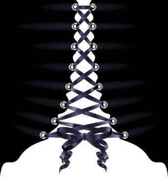 Vector illistration white background and black fabric with dark lacing Stock Illustration