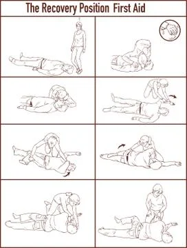 Vector illlustration of a Recovery position (first aid) Illustrazione stock