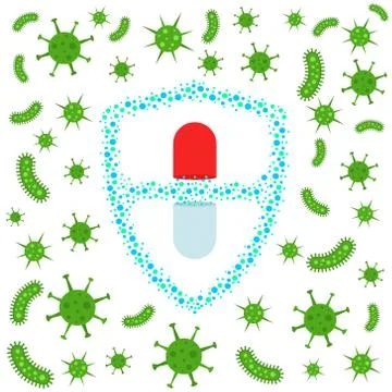 Vector illstration of anti virus concept. Flat design. Isolated. Stock Illustration