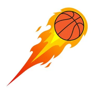 Vector illstration of basketball ball in fire. Flat design. Isolated. Stock Illustration
