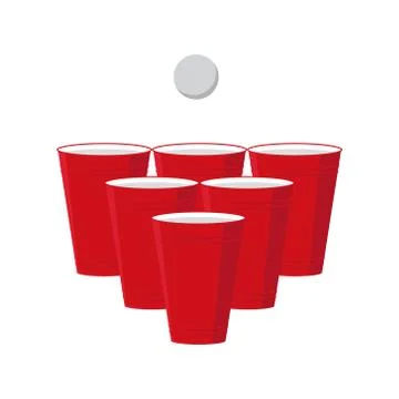 Vector illstration of beerpong game on white background. Isolated. Stock Illustration