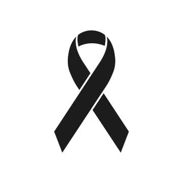 Vector illstration of black ribbon icon. Flat design. Isolated. Stock Illustration