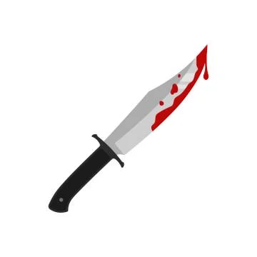 Vector illstration of bloody knife . Flat design. Isolated. Stock Illustration