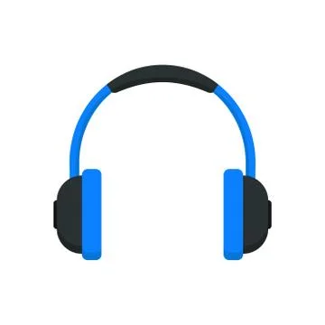 Vector illstration of blue headphnes icon. Flat design. Isolated. Illustrazione stock