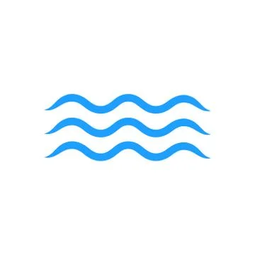 Vector illstration of blue waves icon. Flat design. Isolated. Stock Illustration
