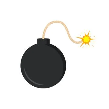 Vector illstration of bomb icon. Flat design. Isolated. Stock Illustration