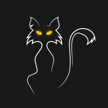 Vector illstration of cat on black background. Isolated. Stock Illustration