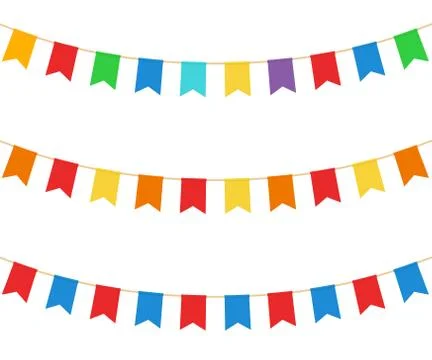 Vector illstration of celebration flags on white background. Isolated. Stock Illustration