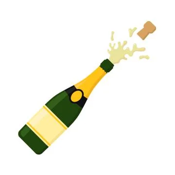 Vector illstration of champagne eplosion icon. Flat design. Isolated. Stock Illustration