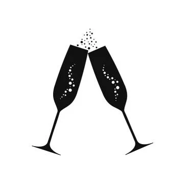 Vector illstration of champagne glasses icon on white background. Isolated. Stock Illustration