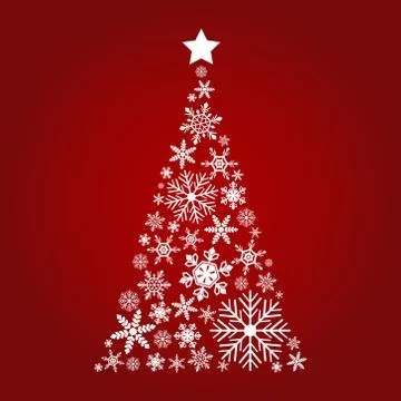 Vector illstration of christmass tree on red background. Isolated. Stock Illustration