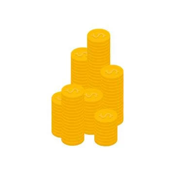 Vector illstration of coins icon. Flat design. Isolated. Stock Illustration