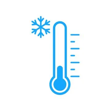 Vector illstration of cold thermometer icon. Flat design. Isolated. Stock Illustration