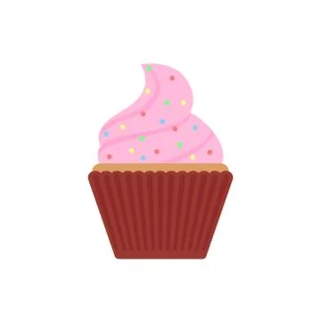 Vector illstration of cupcake icon. Flat design. Isolated. Illustrazione stock