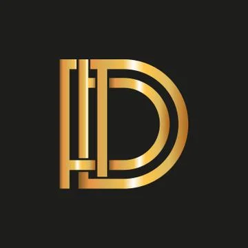 Vector illstration of D logo on black background. Isolated. Illustrazione stock