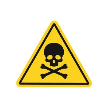 Vector illstration of danger sign with skull. Flat design. Isolated. Stock Illustration