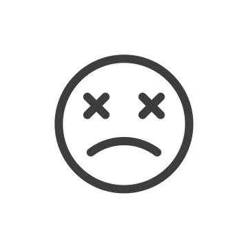 Vector illstration of dead face icon. Flat design. Isolated. Stock Illustration