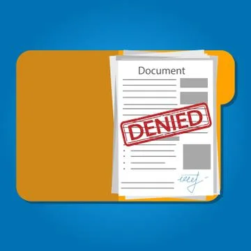 Vector illstration of denied document on blue background. Isolated. Stock-Illustration