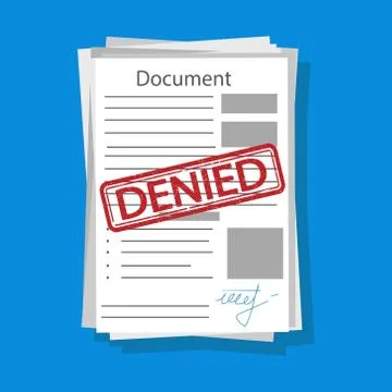 Vector illstration of denied document. Flat design. Isolated. Stock Illustration